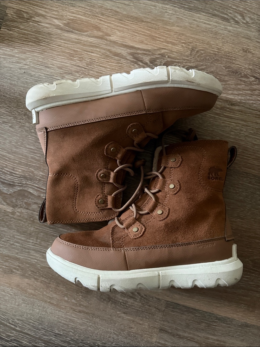 Sorel Brown Suede Lace-Up Winter Boots with White Soles